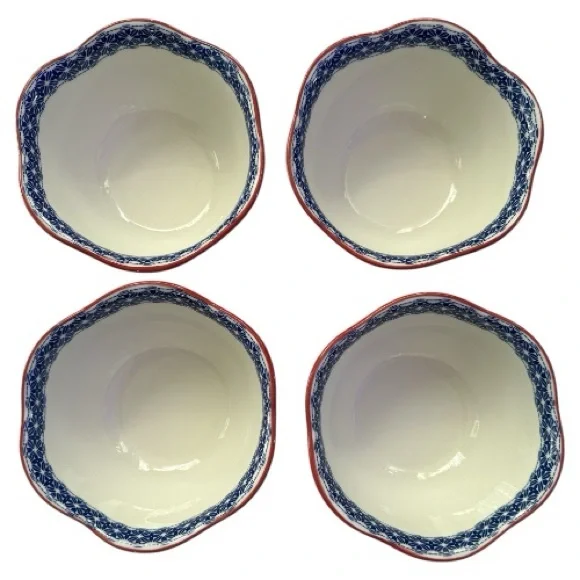 💐The Pioneer Woman Heritage Rose Cobalt Blue Soup Bowls Set of 4 - Picture 5 of 12